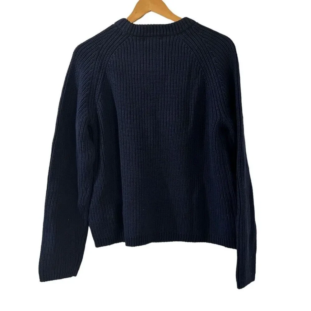 (Sold)Quince Knit Sweater  Cotton Chunky Knit Size Large Womens NWT Navy Blue - Picture 10 of 10